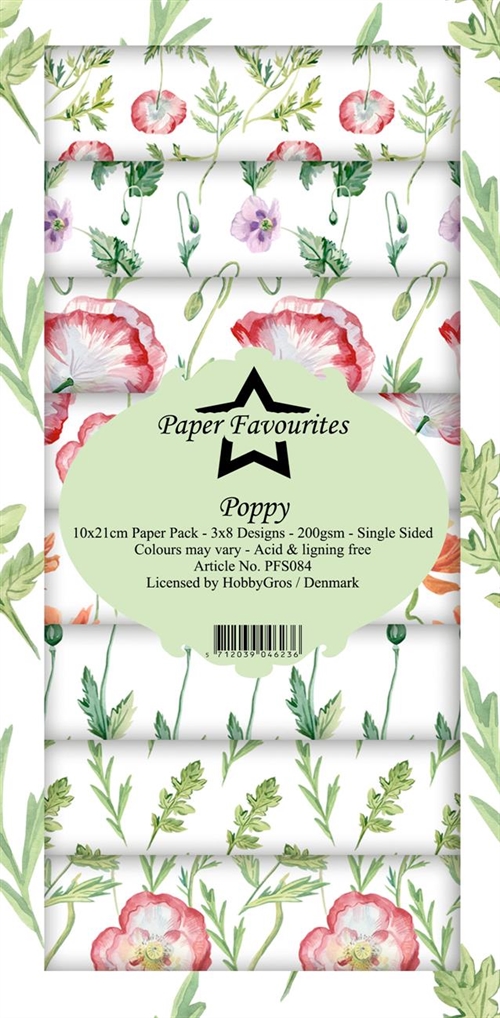 Paper Favourites slimcard Poppy 3x8design 15x15cm 200g
